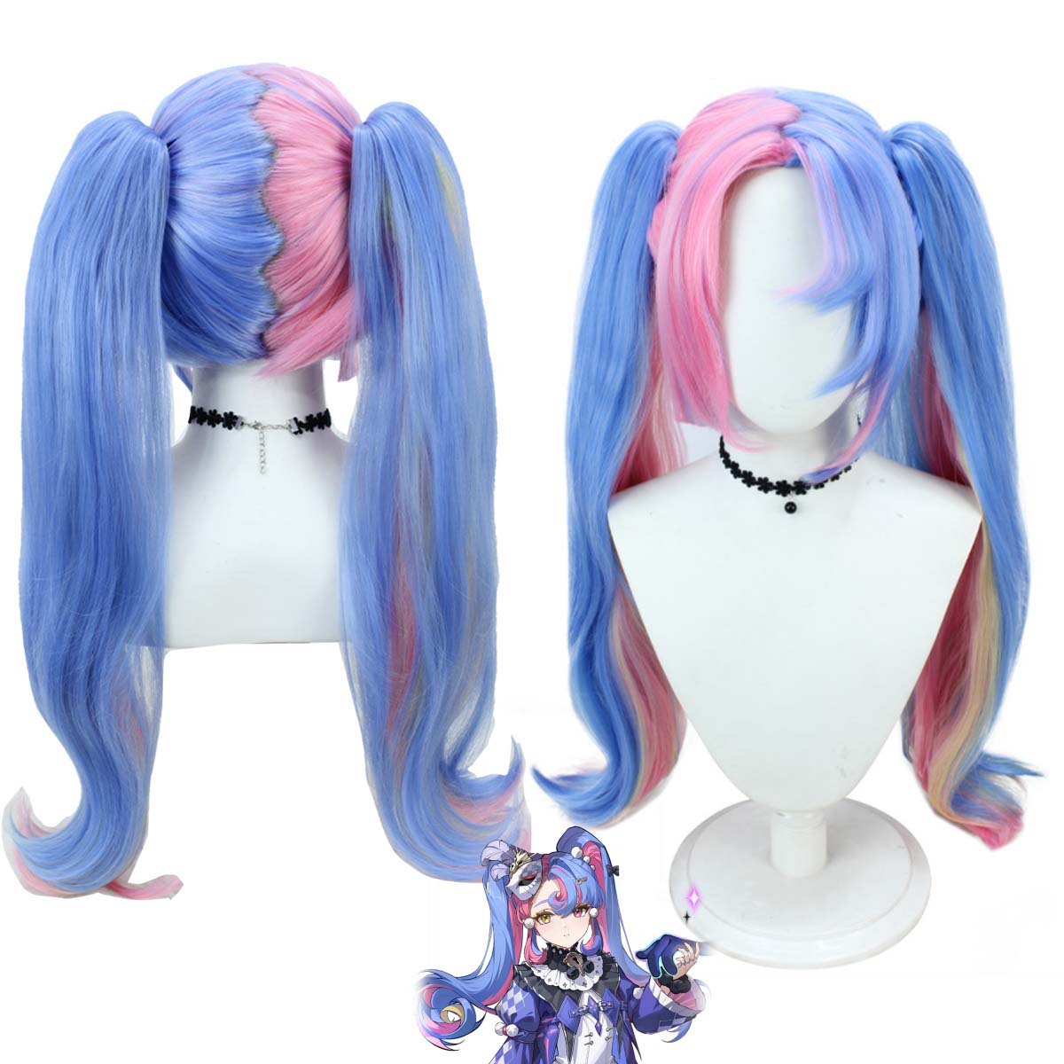 Anime Cosplay Blue Hair - Game Wuthering Waves Roccia Cosplay Blue